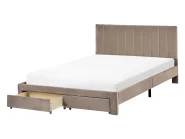 Bett mit Schubladen LONZAC Samtstoff Taupe 140 x 200 cm_1014828