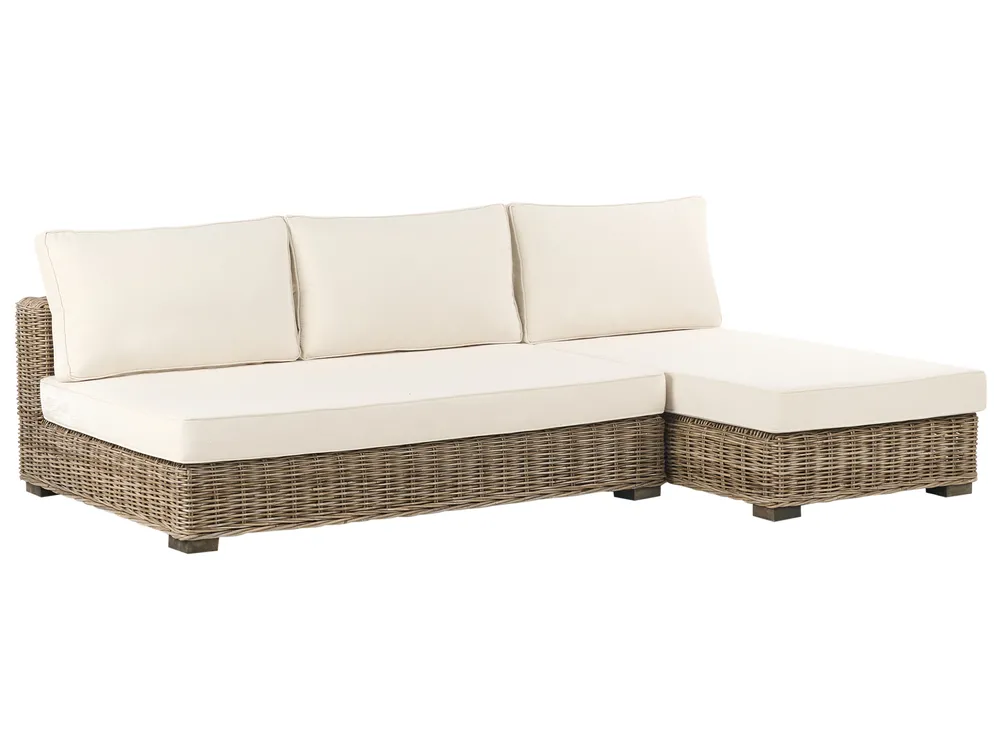 Garden Lounge Set with Table 4 Seater VARALLO Modular Rattan Grey Left Hand_954923