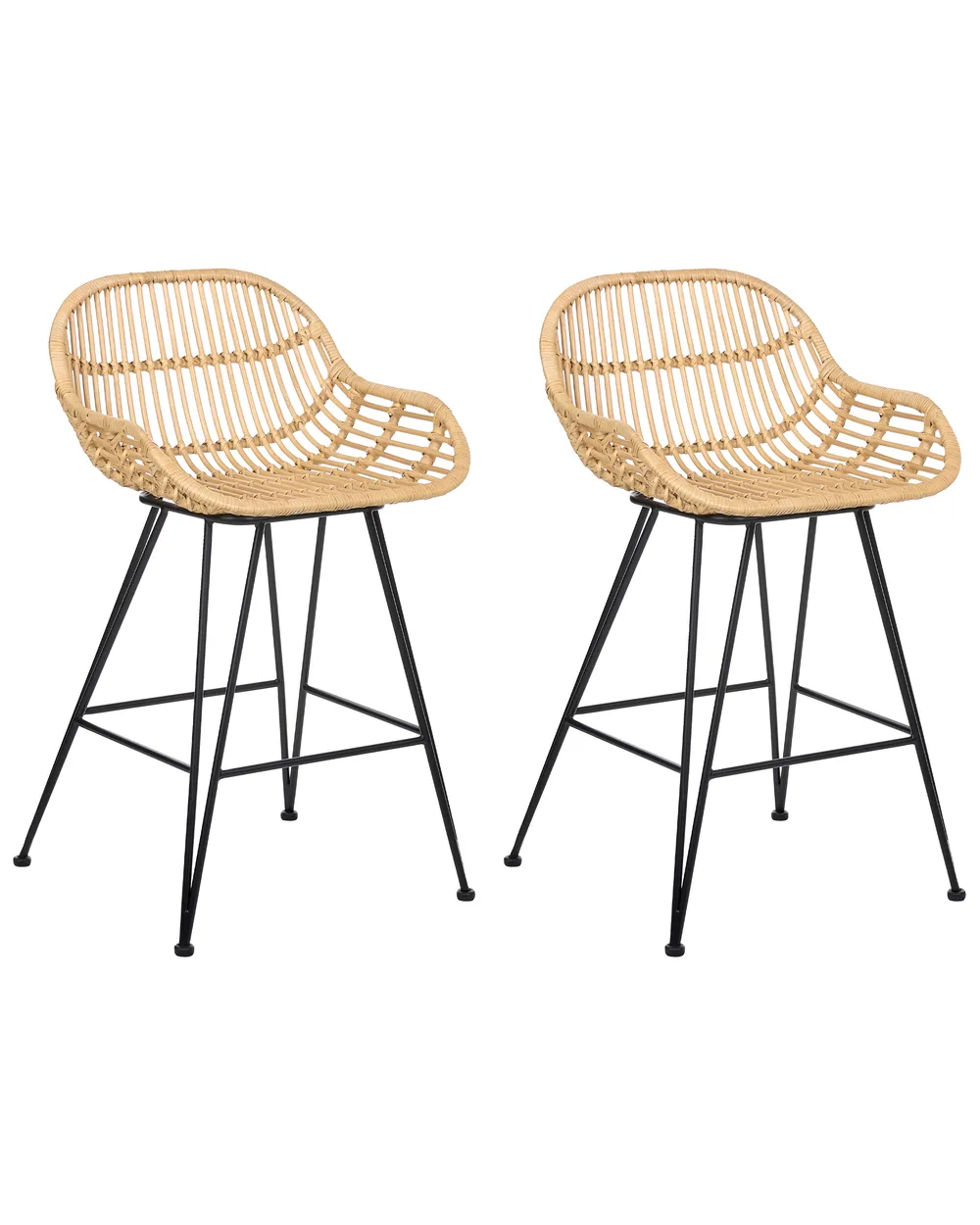 Set of 2 Bar Chairs TERRELL Rattan Natural