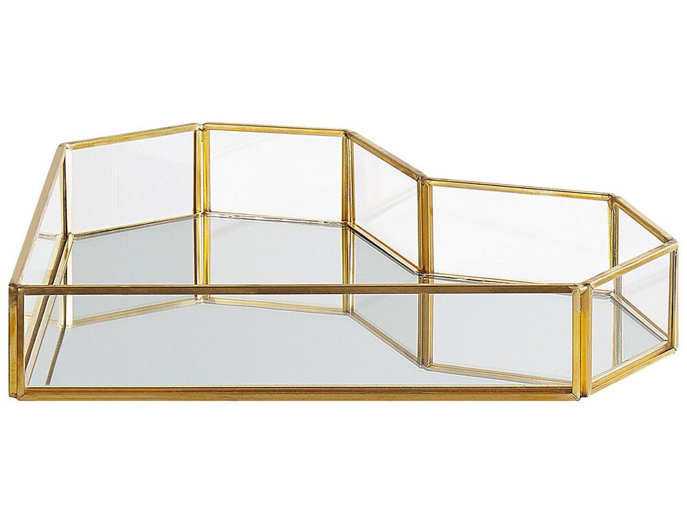 Decorative Tray Heart PONTIVY Glass Gold