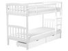 Wooden EU Single Size Bunk Bed with Storage White REVIN_797087