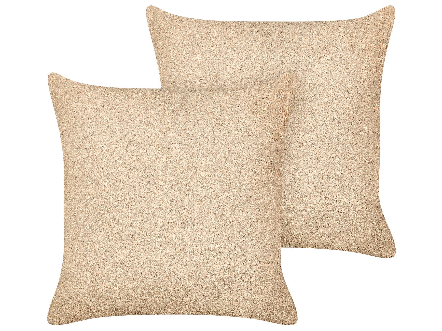 Conjunto de 2 almofadas decorativas em tecido bouclé cor de areia 45 x 45 cm LEUZEA_903283