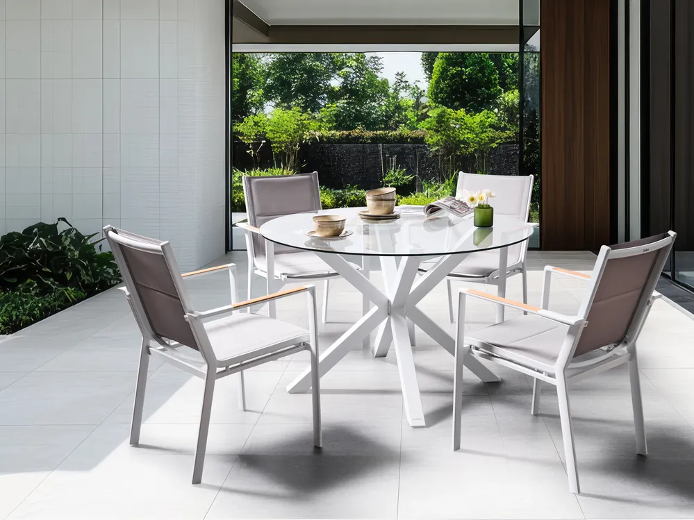 Set da pranzo da giardino 4 posti MALETTO/BUSSETO Metallo Bianco_962354