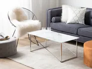 Coffee Table EMPORIA Tempered Glass Marble/ Silver_757569
