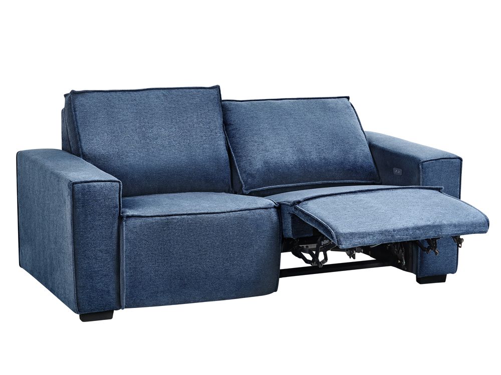 Canapea cu recliner electric cu 2 locuri NUKARI Albastru