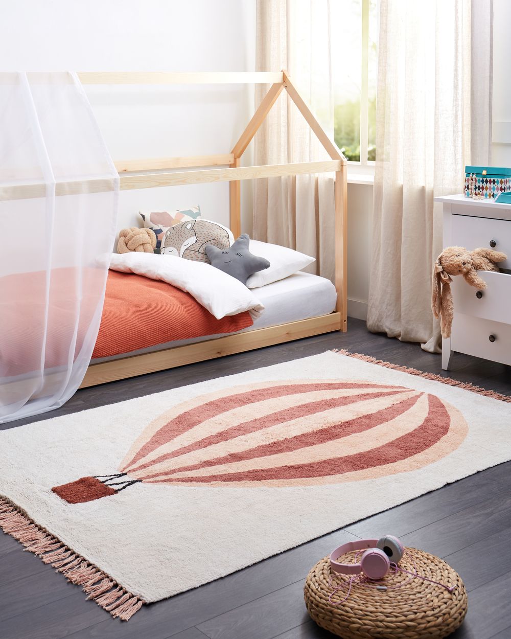 Kinderteppich BAZALETI Hellbeige 140 x 200 cm Baumwolle