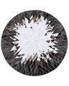 Dywan patchwork okrągły skórzany ⌀ 140 cm czarno-biały KELES_850818