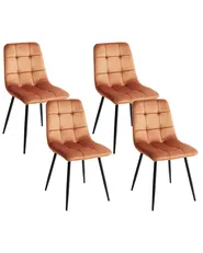 Set di 4 sedie da pranzo POWELL Velluto Arancione_966745