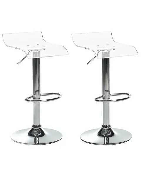 Set Di 2 Sgabelli Da Bar Regolabili In Altezza E Girevoli 360° Con Schienale - Moderni In ABS, Per Cucina E Isola, 43x43cm, Nero - 4