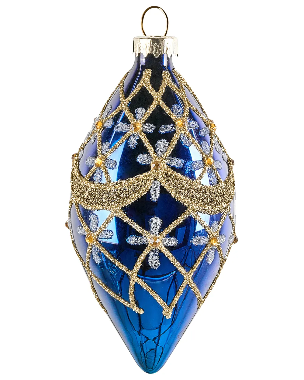 Set of 35 Baubles ICEDROP Glass Blue/ Gold_1028546