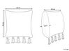 Bavlnený vankúš s geometrickým vzorom so strapcami 45 x 45 cm béžový / čierny SAMBUCUS_816992