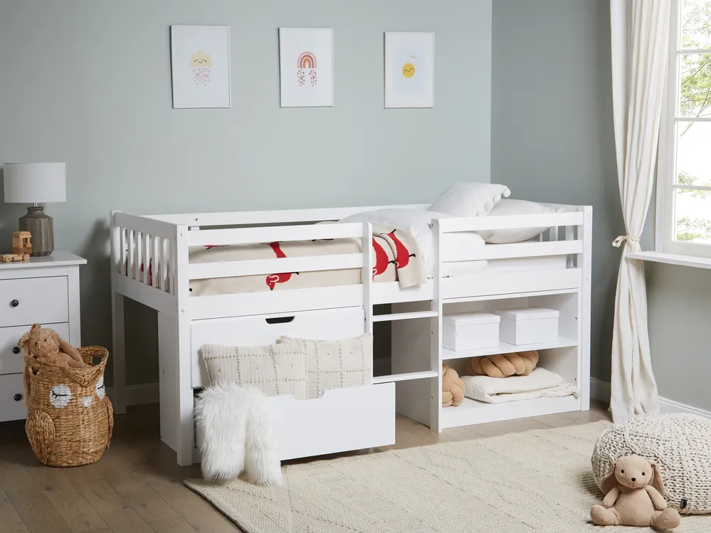 European Single High Sleeper Bed With Storage Mack Milo Luper
