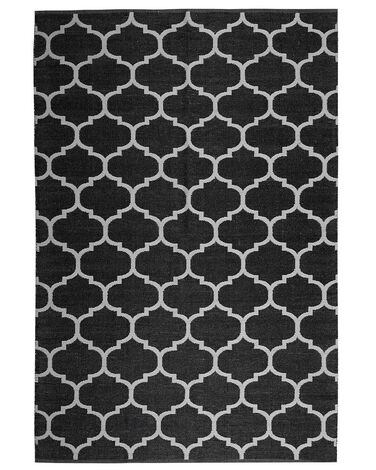 Vloerkleed polyester zwart/wit 140 x 200 cm ALADANA