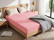 Drap housse JANBU 200 x 200 cm Coton Corail_1178584