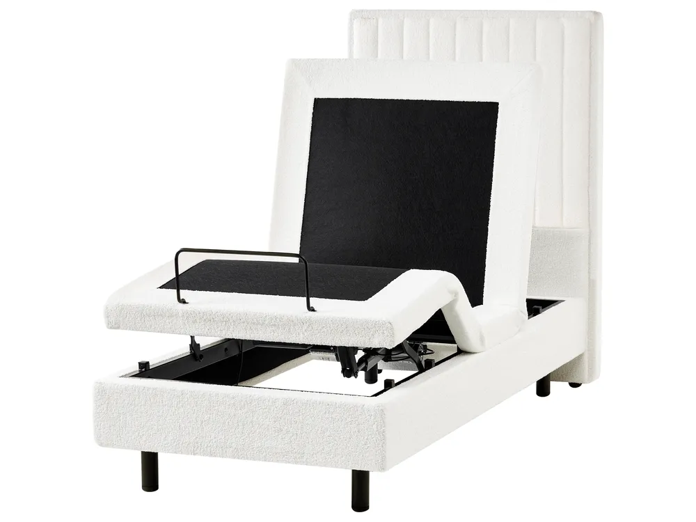 Bett verstellbar Bouclé DUKE II 80 x 200 cm Cremeweiß_1026197