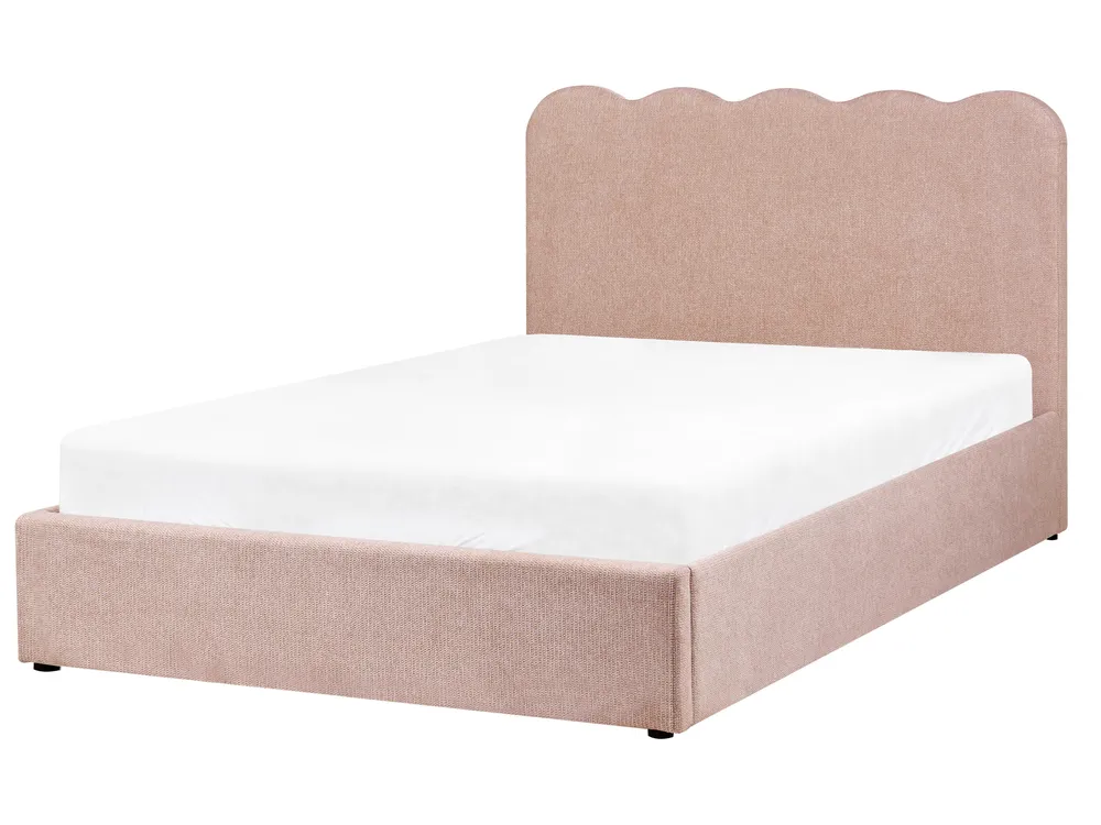 Bett mit Stauraum NANTERRE Stoff Pastellrosa 140 x 200 cm_1084615