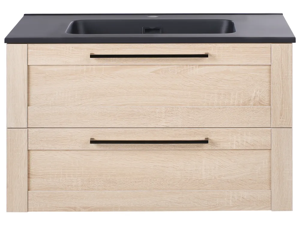 Wall Mounted Vanity Unit with Basin TARIJA Light Brown_1005849
