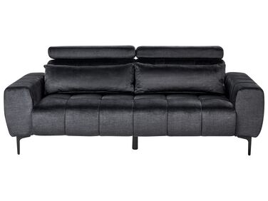 3 Seater Velvet Sofa Black VEGAMO