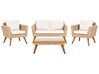 Lounge Set Rattan hellbraun 4-Sitzer Auflagen cremeweiß VITTORIA_930681