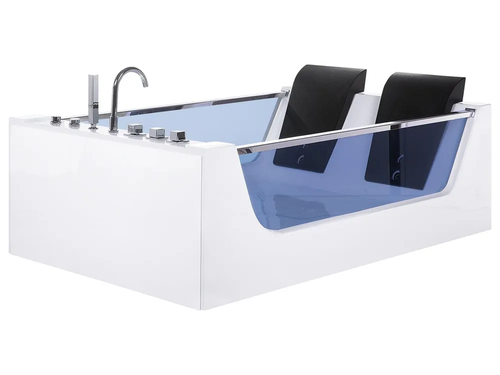 Vasca idromassaggio angolare con LED CURACAO 180 x 120 cm Bianco_717970