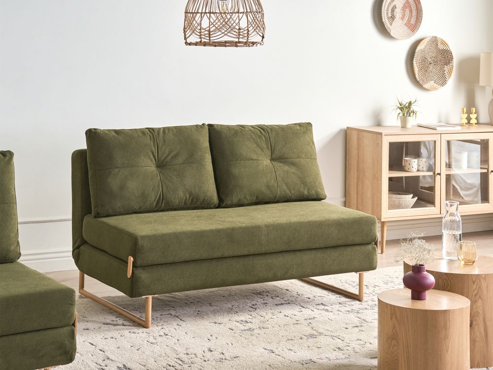 Sofá-cama 3 lugares JERSLEV Tecido Verde