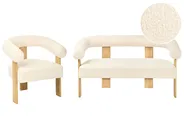 Living Room Set ILBRO Boucle Off-White/ Light Brown_985013