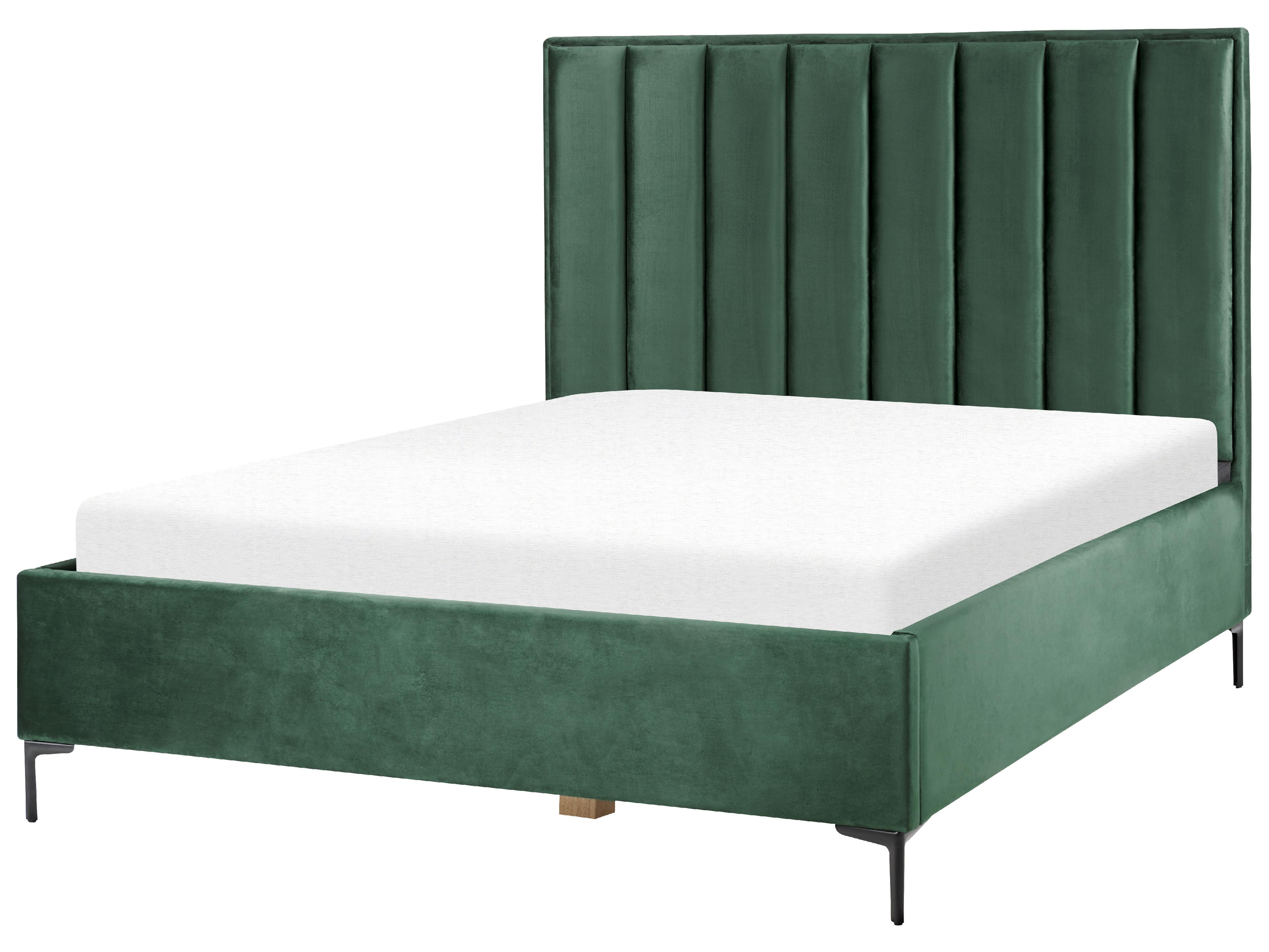 Bedroom Set SEZANNE Velvet Dark Green 160 x 200 cm (EU King Size)_892536