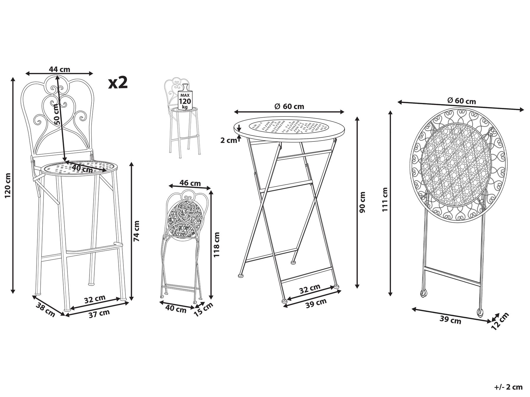 Садовый барный гарнитур металл бежевый TRIESTE_966445 Садовый барный гарнитур металл бежевый TRIESTE_966445