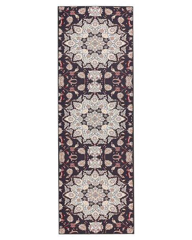 Teppich schwarz / beige 80 x 240 cm orientalisches Muster Kurzflor ARITAS
