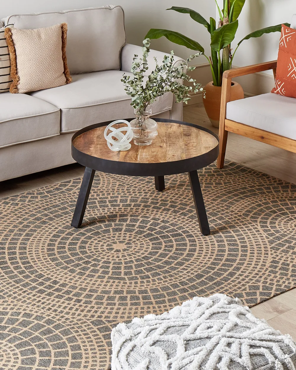 Alfombra de yute gris/beige varios tamaños ARIBA