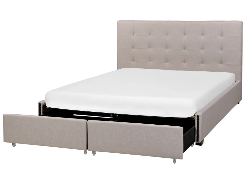 Bett mit Schubladen LA ROCHELLE Stoff Hellgrau 160 x 200 cm_939280