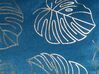 Conjunto de 2 almofadas decorativas veludo azul e dourado 45 x 45 cm MONSTERA_830051