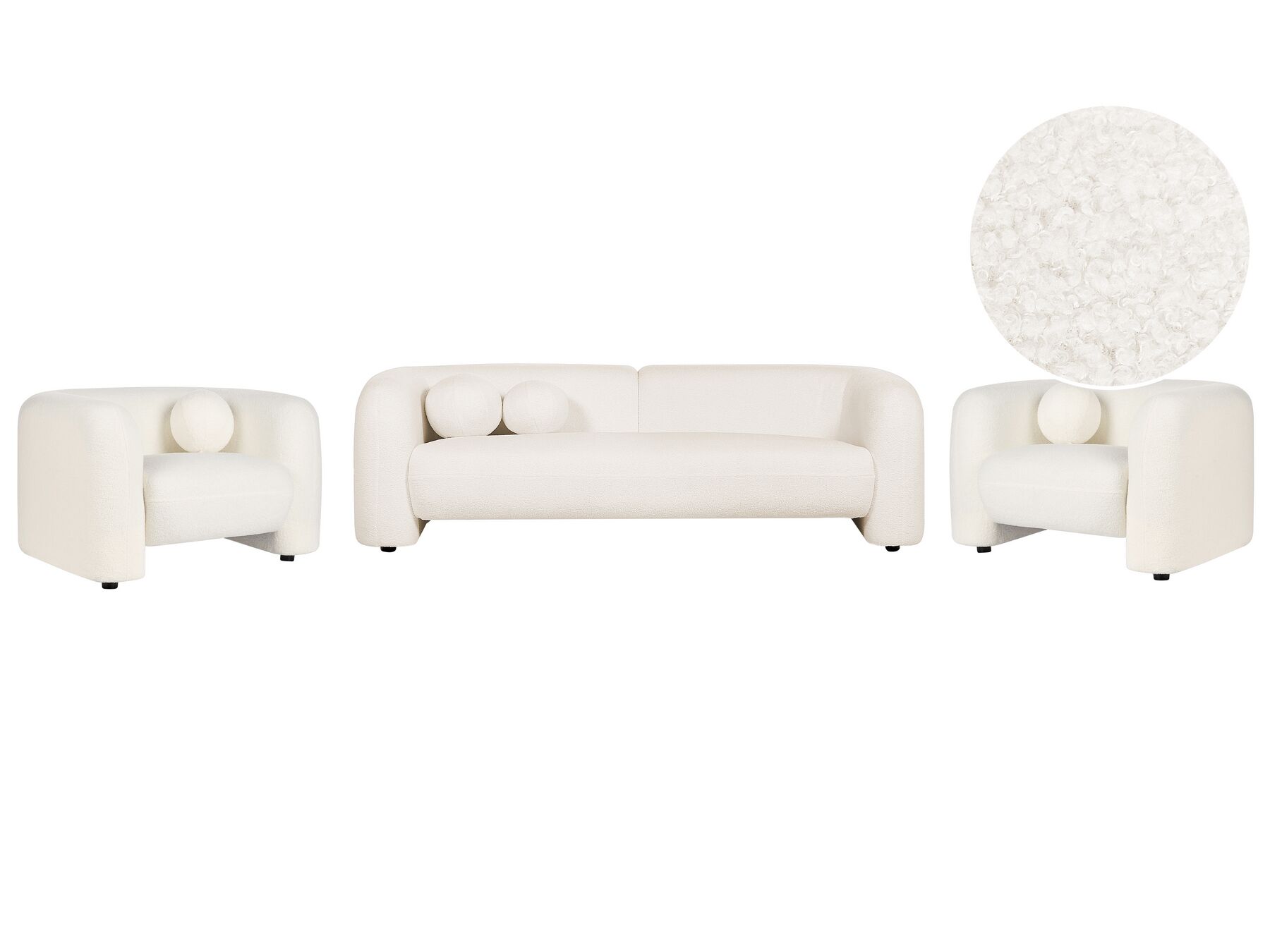 Conjunto de sofás 5 lugares em bouclé branco LEIREN_920806