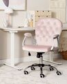 Krzesło biurowe regulowane welurowe różowe PRINCESS_855699