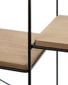 4 Tier Geometric Wall Shelf Black and Light Wood SANDIA_715795