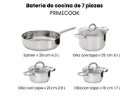 Batería de cocina de 7 piezas PRIMECOOK Acero inoxidable Plateado_1051153
