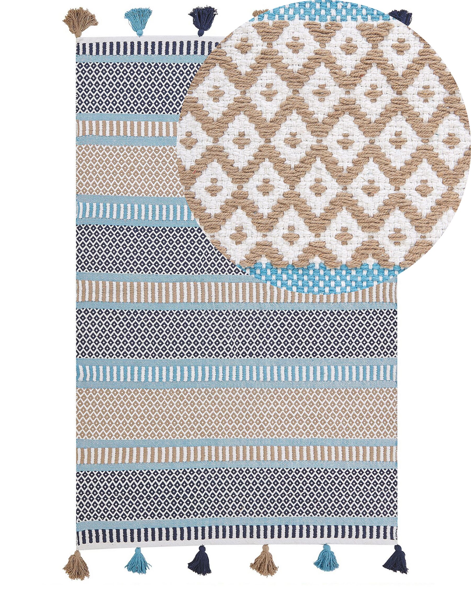 Teppich Baumwolle blau / beige 160 x 230 cm Kurzflor MARMARA_747784