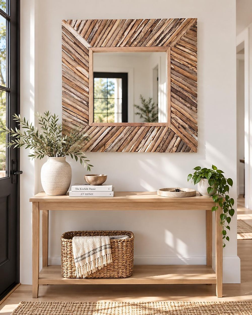 Wall Mirror KANAB 60 cm 60 cm Teak Wood Brown