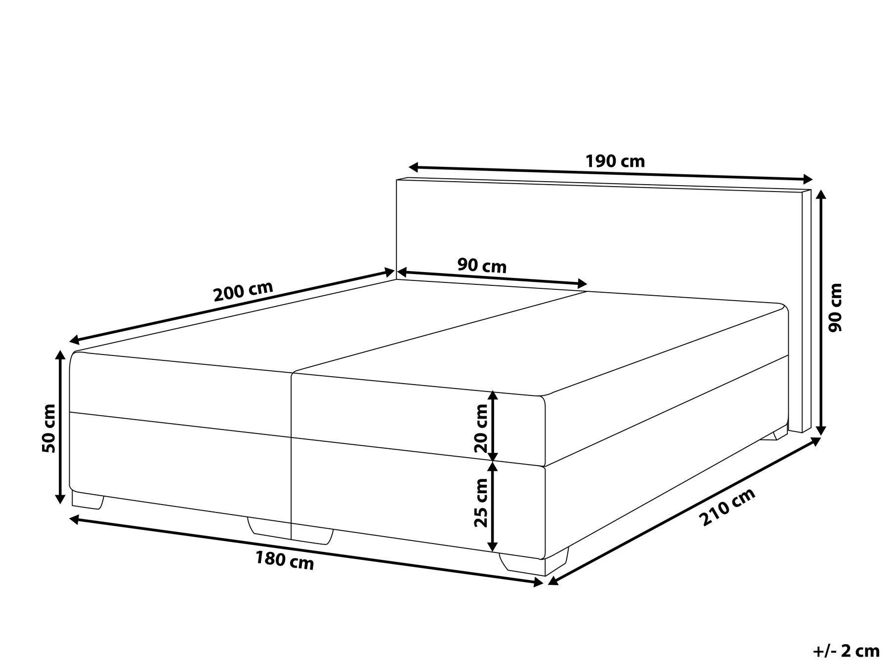 Divan Bed Faux Leather PRESIDENT 180 x 200 cm (EU Super King) White_809033