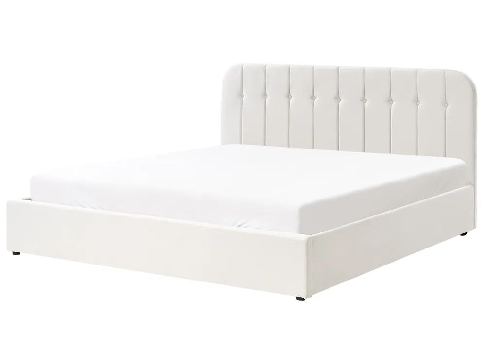 Ottoman Bed CHALLANS Fabric Off-White 180 x 200 cm (EU Super King)_1022953