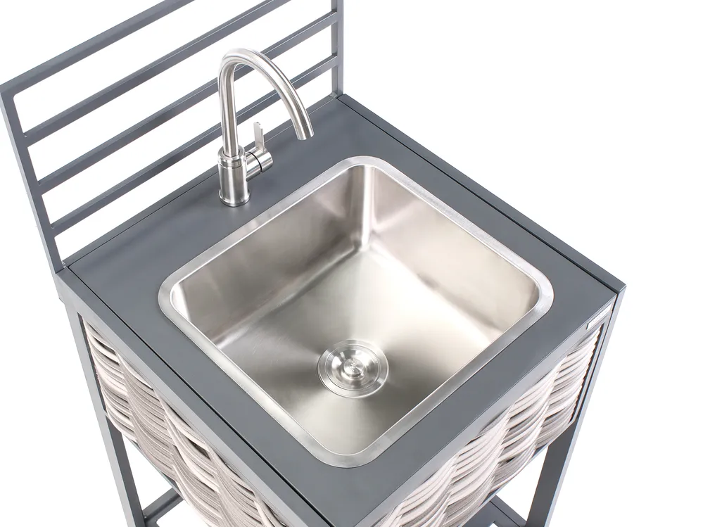 4 Piece Outdoor Kitchen Set with Sink MIRADOR Grey PE Rattan_987434