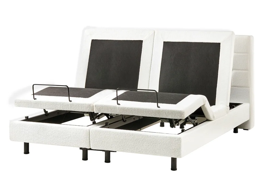 Adjustable Bed Boucle DUKE 160 x 200 cm (EU King Size) Off-White_1011462