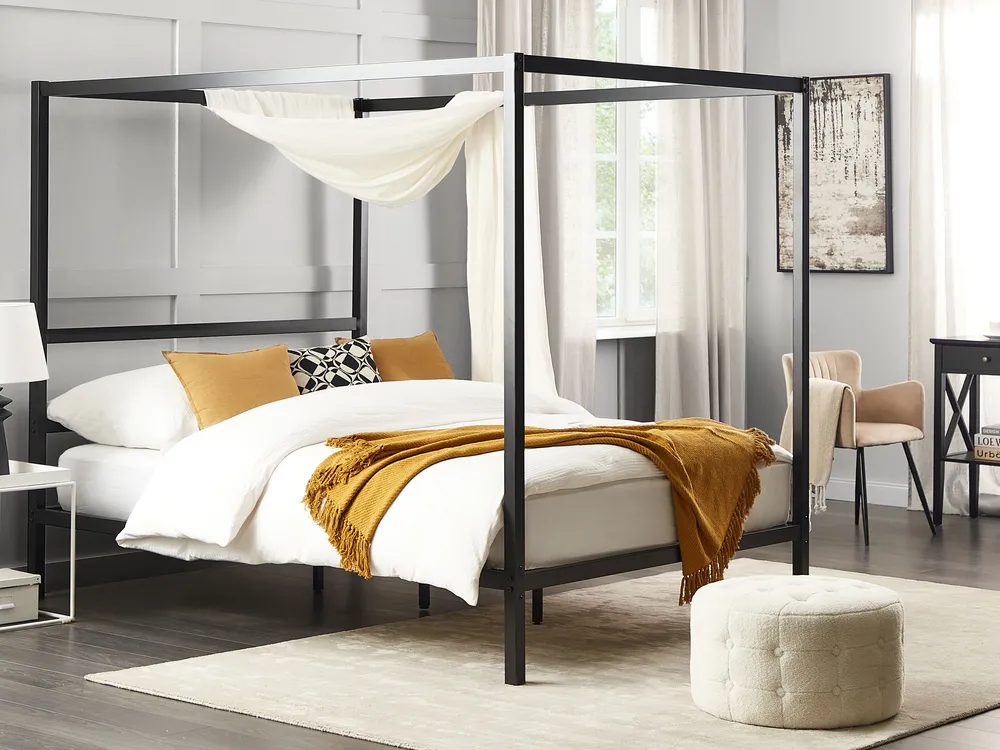 Himmelbett Metall LESTARDS 160 x 200 cm Schwarz_863405