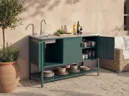 Set cucina da esterno 2 elementi con lavello MAENZA Verde Metallo_1045137