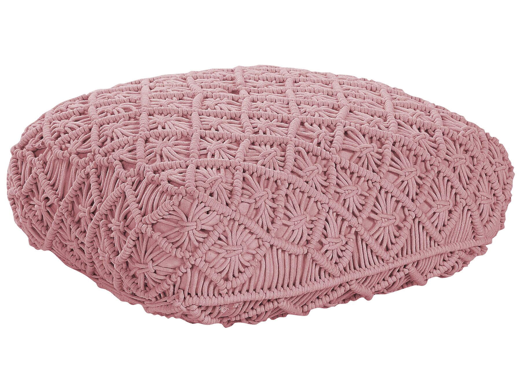 Cotton Macrame Floor Cushion 50 x 50 x 20 cm Pink BERRECHID_830767