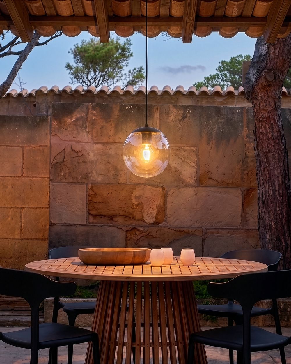 Outdoor Pendant Lamp BLEES Metal Black
