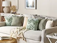 Throw Cushion PICTUS 45 x 45 cm Velvet Green Plant Pattern_1179133