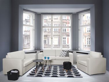 Leather Living Room Set White HELSINKI