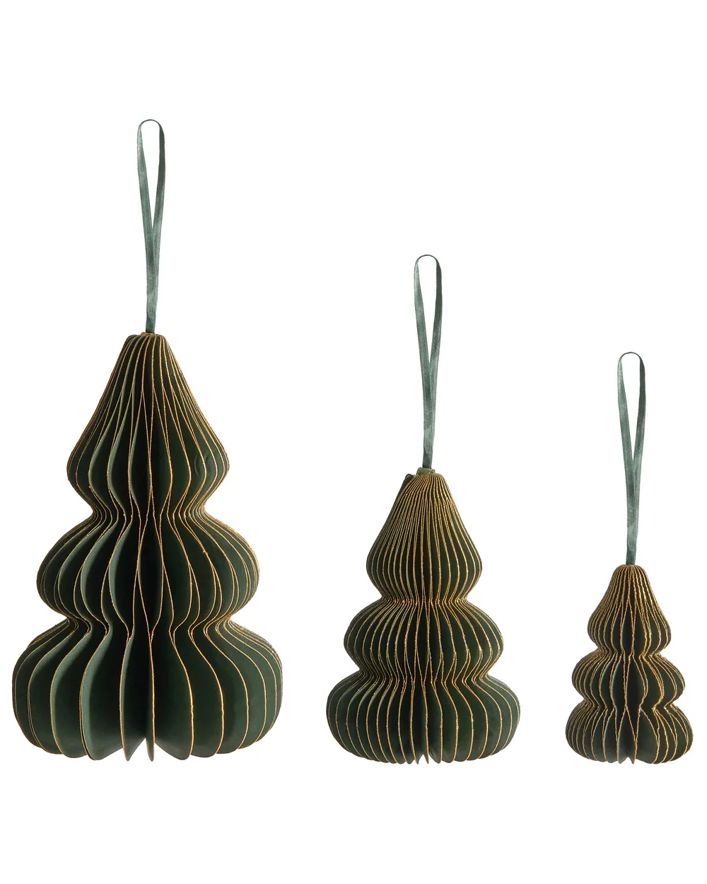 Set of 19 Christmas Tree Ornaments ORKLA Paper Green_1035400