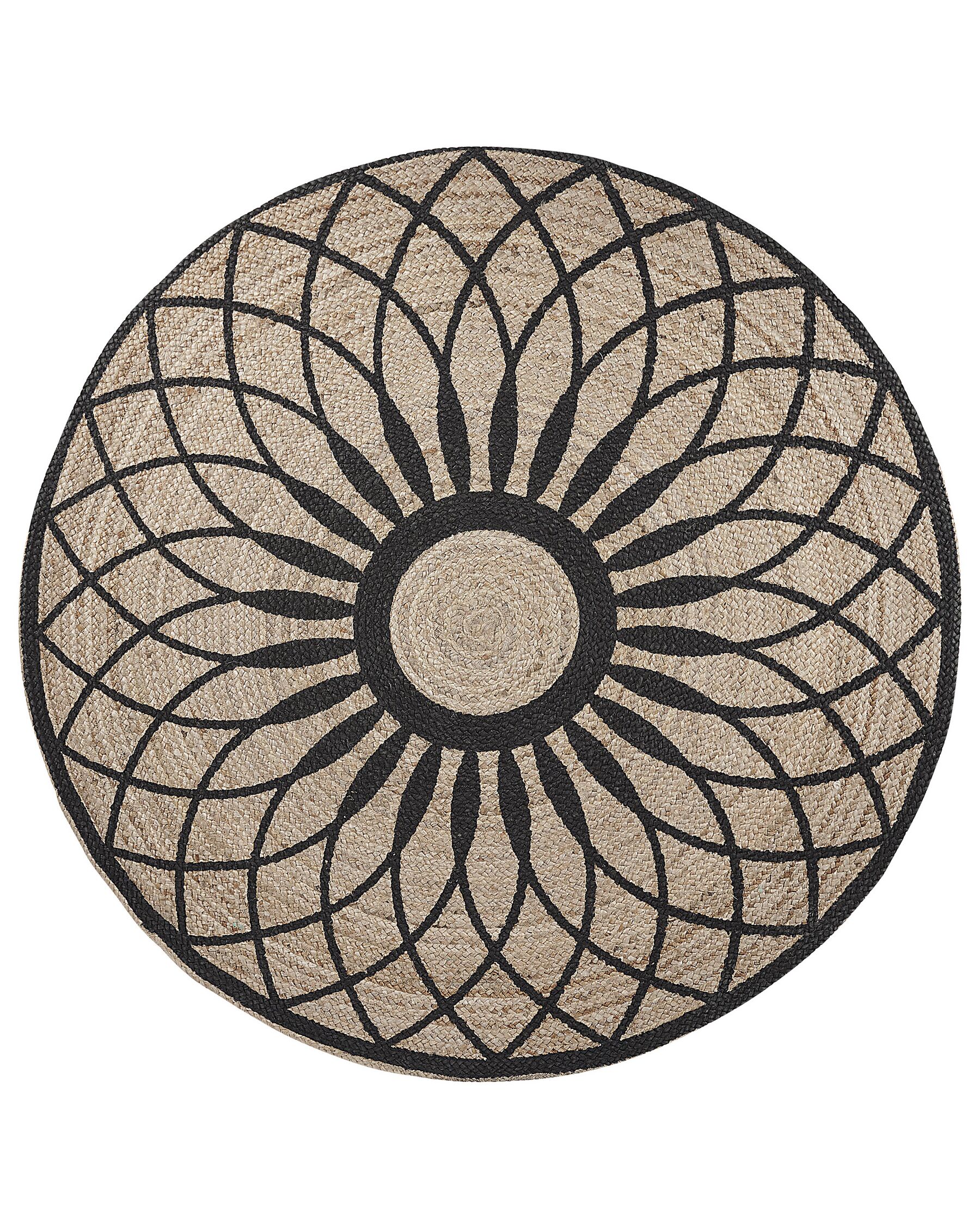 Round Area Rug ⌀ 140 cm Beige with Black KULLAR_793660